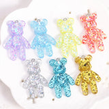 20Pcs Bear Charms Glitter Resin Craft Findings For DIY Making