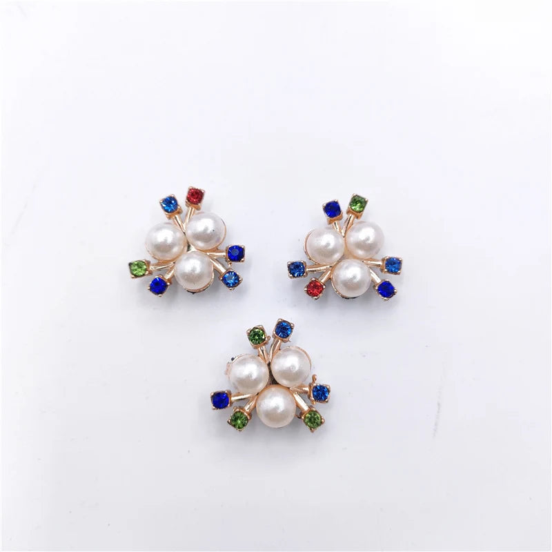 20Pcs Flower Rhinestone Pearl Button DIY Headband Accessories