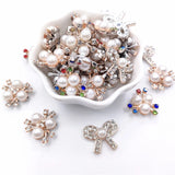 20Pcs Flower Rhinestone Pearl Button DIY Headband Accessories