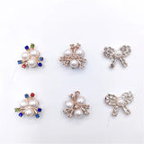 20Pcs Flower Rhinestone Pearl Button DIY Headband Accessories