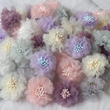 20Pcs Chiffon Daisy Flowers for DIY Hair Accessories Hats Headband Deco