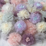20Pcs Chiffon Daisy Flowers for DIY Hair Accessories Hats Headband Deco