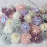 20Pcs Chiffon Daisy Flowers for DIY Hair Accessories Hats Headband Deco