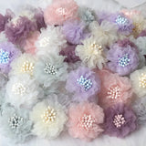 20Pcs Chiffon Daisy Flowers for DIY Hair Accessories Hats Headband Deco