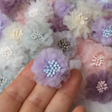 20Pcs Chiffon Daisy Flowers for DIY Hair Accessories Hats Headband Deco