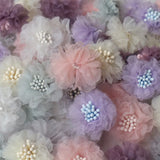 20Pcs Chiffon Daisy Flowers for DIY Hair Accessories Hats Headband Deco