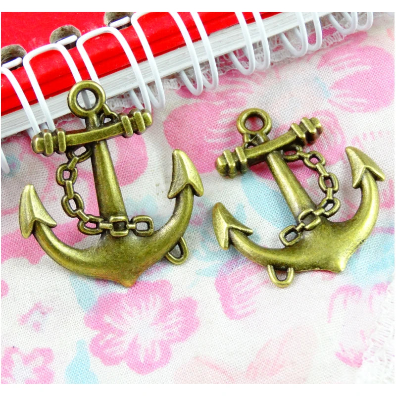 20Pcs Antique Bronze/Silver Anchor Charms Pendant Diy Jewelry Accessory