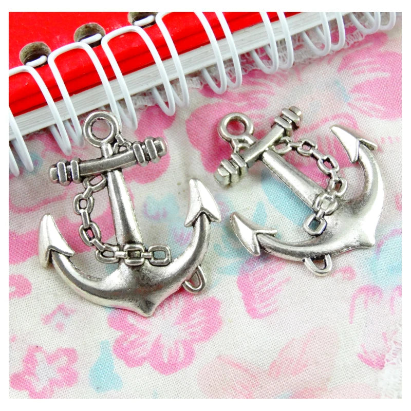20Pcs Antique Bronze/Silver Anchor Charms Pendant Diy Jewelry Accessory