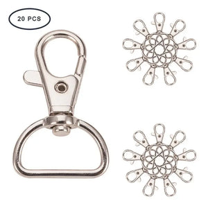 20pcs Swivel Trigger Snap Hooks Lobster Claw D Ring Keychain Findings
