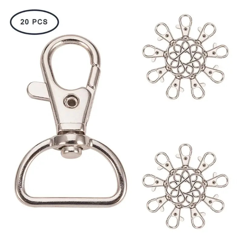 20pcs Swivel Trigger Snap Hooks Lobster Claw D Ring Keychain Findings