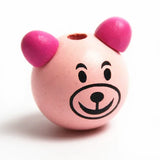 20Pcs 3D Bear Beads Ball Smiling Face Wood Beads Pacifier Clip