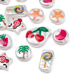 20Pcs 3D Printed ABS Plastic Pearl Beads Mixed Shapes Cartoon Pattern Bead