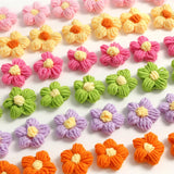20Pcs 4.5cm Puff Flower DIY Hand-knitted Cotton Wool Hook Flower Craft Supplies