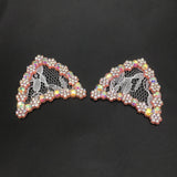 20Pcs Rhinestone Cat Ear Padded Applique for DIY Clothes Shoes Hat Headwear