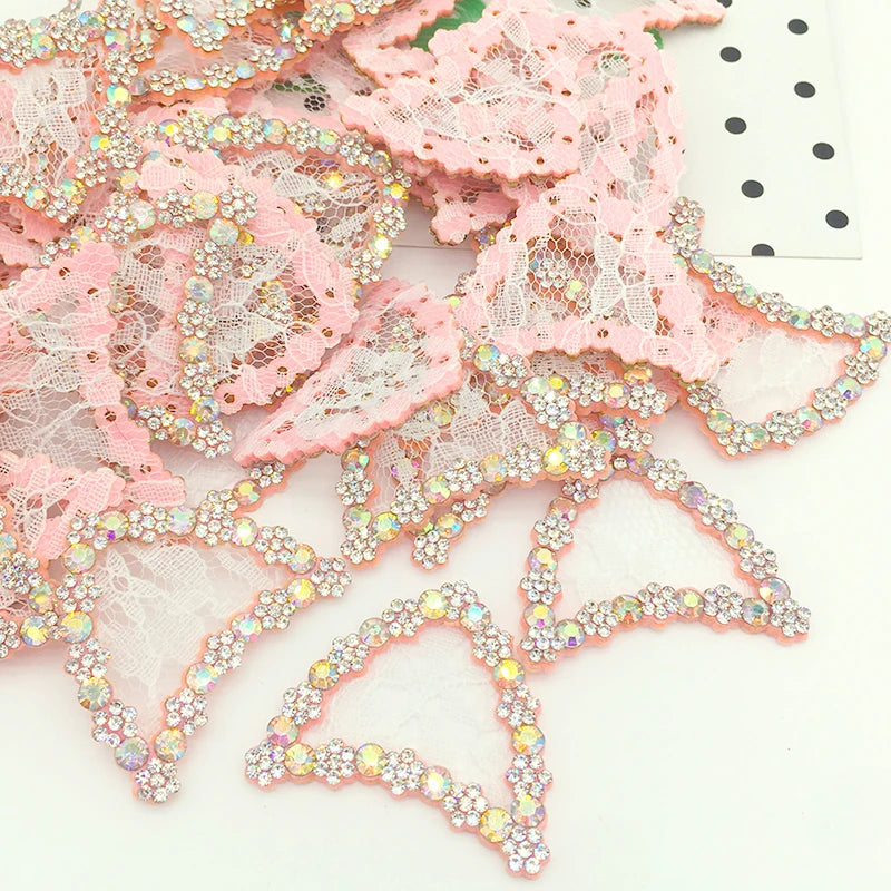 20Pcs Rhinestone Cat Ear Padded Applique for DIY Clothes Shoes Hat Headwear