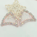 20Pcs Rhinestone Cat Ear Padded Applique for DIY Clothes Shoes Hat Headwear