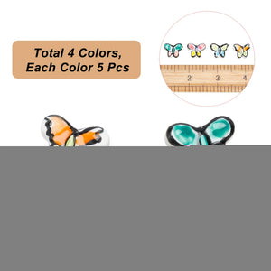20Pcs 4Colors Porcelain Beads Butterfly Charms Jewelry Making