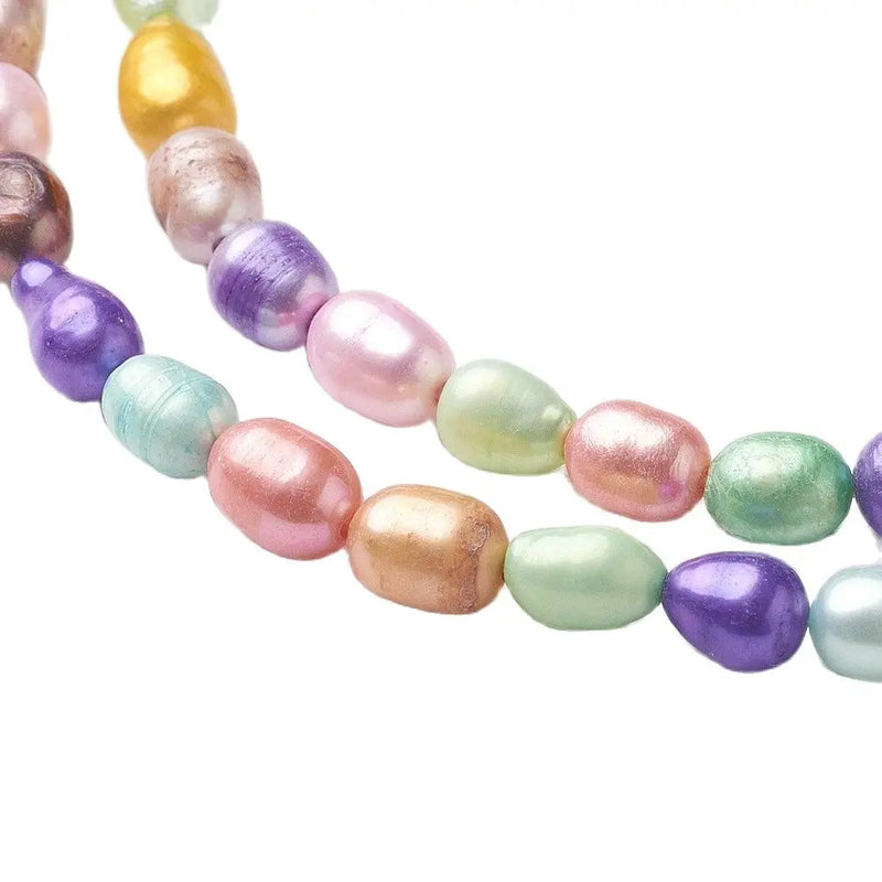20Pcs 5~6mm Dyed Freshwater Pearl Beads Mixed for DIY Jewelry Making
