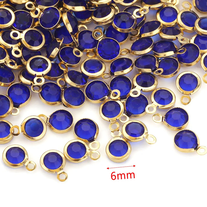 20pcs 6mm Stainless Steel Crystal Charms for Jewelry Making