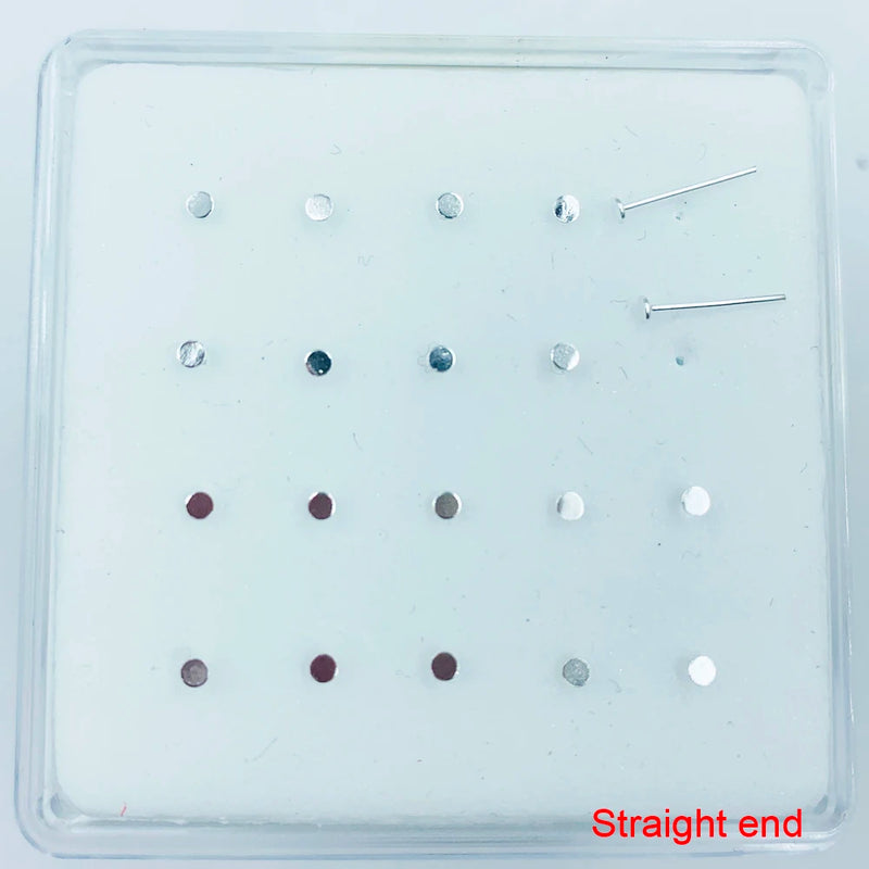 20Pcs 925 Sterling Silver Thin Nose Stud 1.8mm Dot Shape Nose Ear Ring Piercing