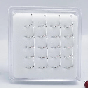 20Pcs 925 Sterling Silver Nose Rings Studs Screw Piercing Fish Tail Nostril Hook