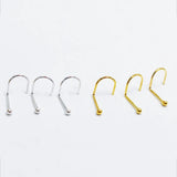 20Pcs 925 Sterling Silver Nose Rings Studs Screw Piercing Fish Tail Nostril Hook