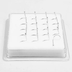 20Pcs 925 Sterling Silver Nose Rings Studs Screw Piercing Fish Tail Nostril Hook