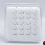 20Pcs 925 Sterling Silver Nose Rings Studs Screw Piercing Fish Tail Nostril Hook