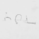 20Pcs 925 Sterling Silver Nose Rings Studs Screw Piercing Fish Tail Nostril Hook