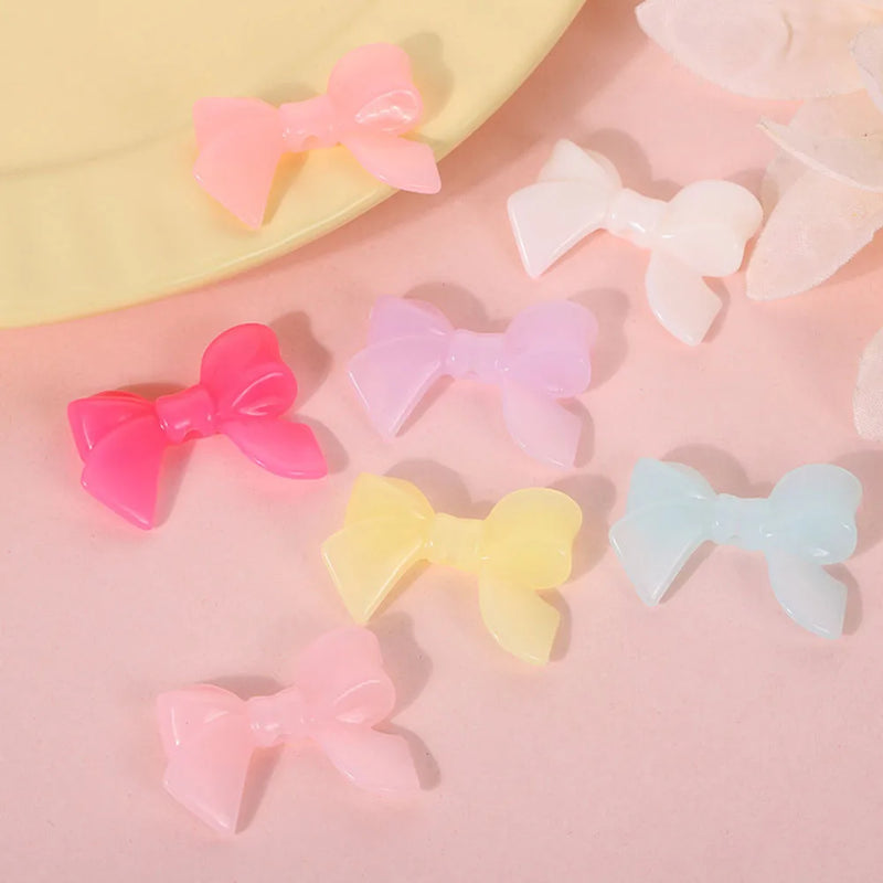 20Pcs Acrylic Ribbon Bowknot Beads DIY Charm Mobile Phone