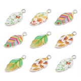 20Pcs Enamel Leaf Charms For Bracelet Necklace Making