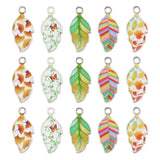 20Pcs Enamel Leaf Charms For Bracelet Necklace Making