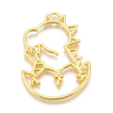 20Pcs Alloy Open Animal Cat Moon Star Hollow Charms DIY Resin Frame Blank Neckla