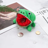 20Pcs Anime Frog Wallet Coin Purse Keychain Plush Cartoon Flannel Key holder