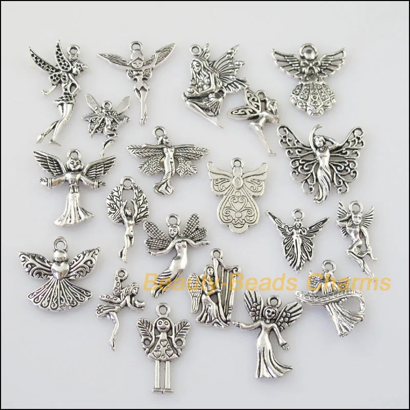 20Pcs Antiqued Silver Lovely Angel Charms Pendants