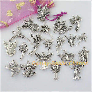 20Pcs Antiqued Silver Lovely Angel Charms Pendants