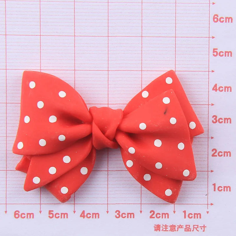 20Pcs Colorful Dotted Bowtie Resin Cabochons for DIY Jewelry Craft