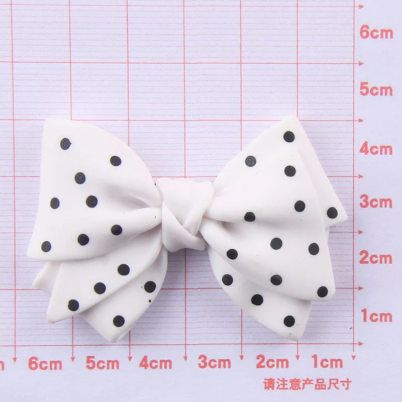 20Pcs Colorful Dotted Bowtie Resin Cabochons for DIY Jewelry Craft