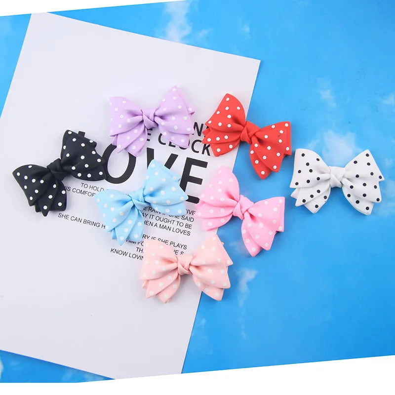 20Pcs Colorful Dotted Bowtie Resin Cabochons for DIY Jewelry Craft