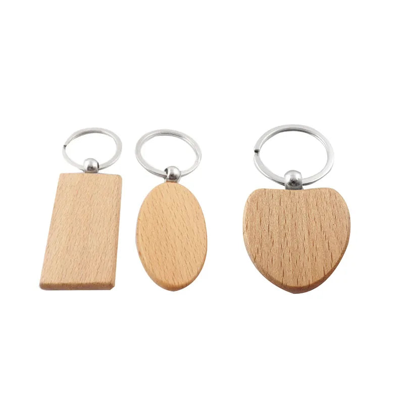 20Pcs Blank Wooden Key Chain Diy Wood Keychains Key Tags Yellow
