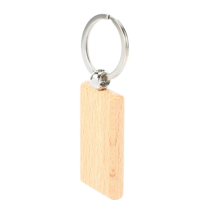 20Pcs Blank Wooden Key Chain Diy Wood Keychains Key Tags Yellow