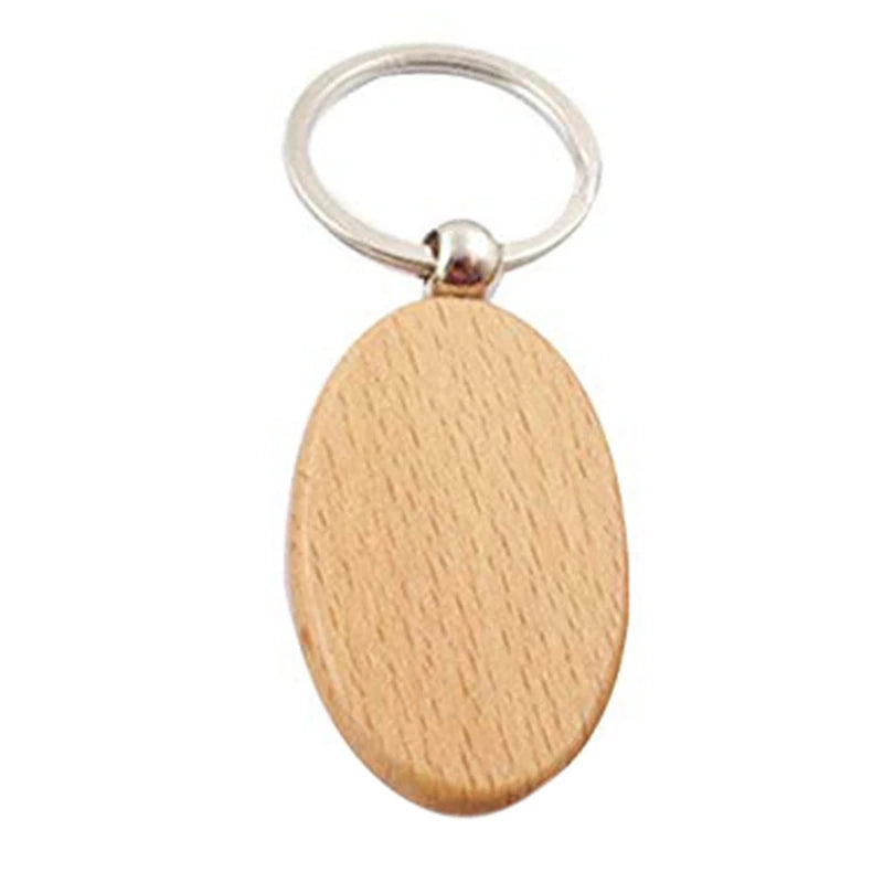 20Pcs DIY Blank Wooden Key Chain Yellow