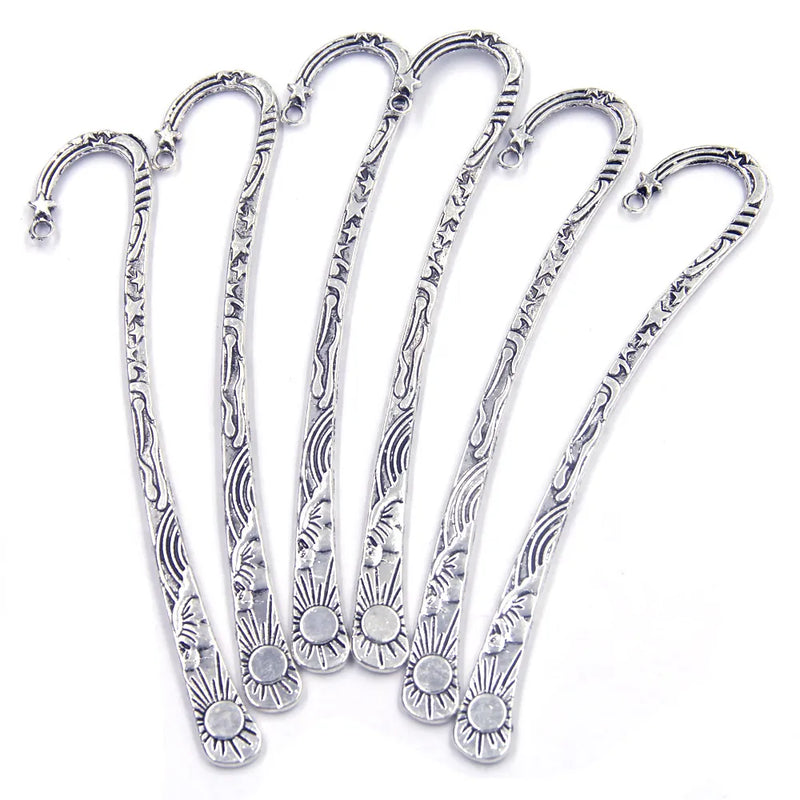 20Pcs Sun Flower Pattern Metal Antique Silver Bookmarks