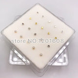 20Pcs/Box 925 Sterling Silver Mix Nose Studs Women Girls Gift Piercing Jewelry