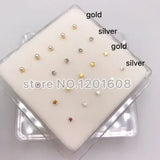 20Pcs/Box 925 Sterling Silver Mix Nose Studs Women Girls Gift Piercing Jewelry