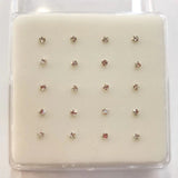20Pcs/Box 925 Sterling Silver Nose Studs 2.0MM Crystal Nose Pin Body Piercing