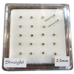 20Pcs/Box 925 Sterling Silver Nose Studs 2.0MM Crystal Nose Pin Body Piercing