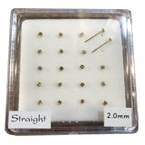20Pcs/Box 925 Sterling Silver Nose Studs 2.0MM Crystal Nose Pin Body Piercing