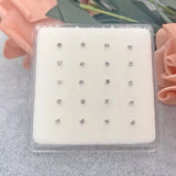 20Pcs/Box 925 Sterling Silver Nose Studs 2.0MM Crystal Nose Pin Body Piercing