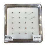 20Pcs/Box 925 Sterling Silver Nose Studs 2.0MM Crystal Nose Pin Body Piercing
